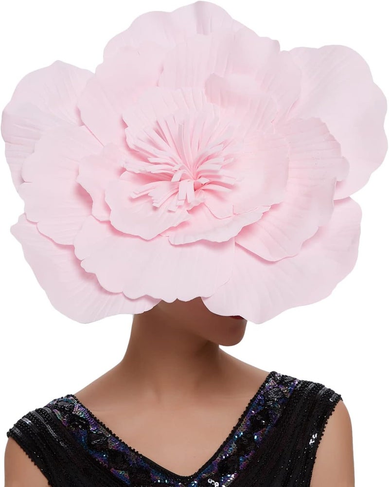 LDFWAY Large Flower Fascinators for Girls Women Tea Party Cocktail Headwear Derby Hats with Headband and Clip for Wedding - Image 2